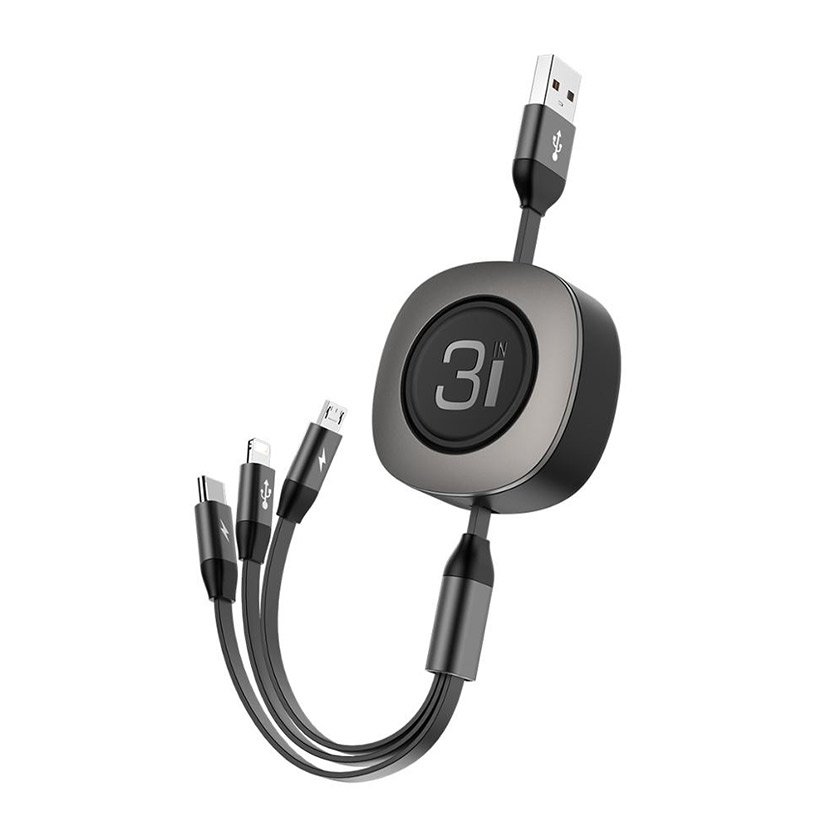 ROCK G3 Retractable 3 in 1 Charge Sync Cable 120cm