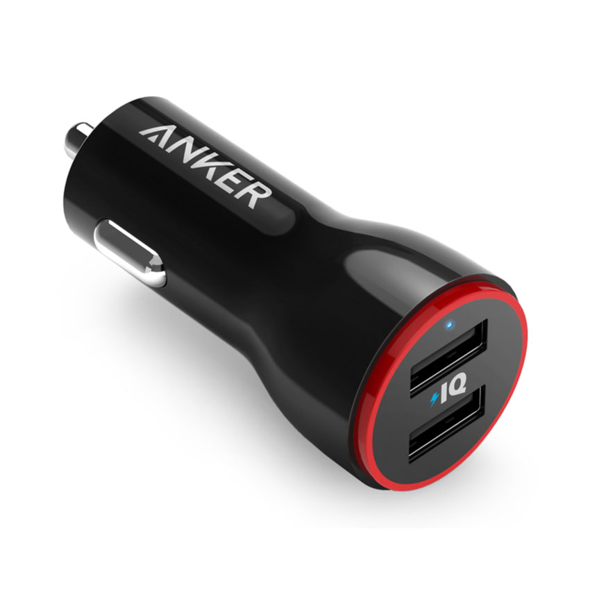 ANKER A2310 24W Dual USB Car Charger Fast Charging For 7/7 Plus/6S/6S Plus/6 Plus/6/SE (2020)/ 11/ 11Pro/11ProMax/XsMax,/XR/ XS/X/8/8 Plus/ AirPods/Ipad/Samsung/LG/HTC/Huawei/Moto/xiao MI and More