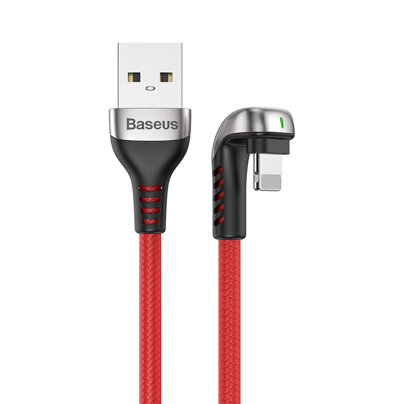 Baseus U-Shaped Green Light Elbow Mobile Data Lightning 2.4A (L=1M) Cable